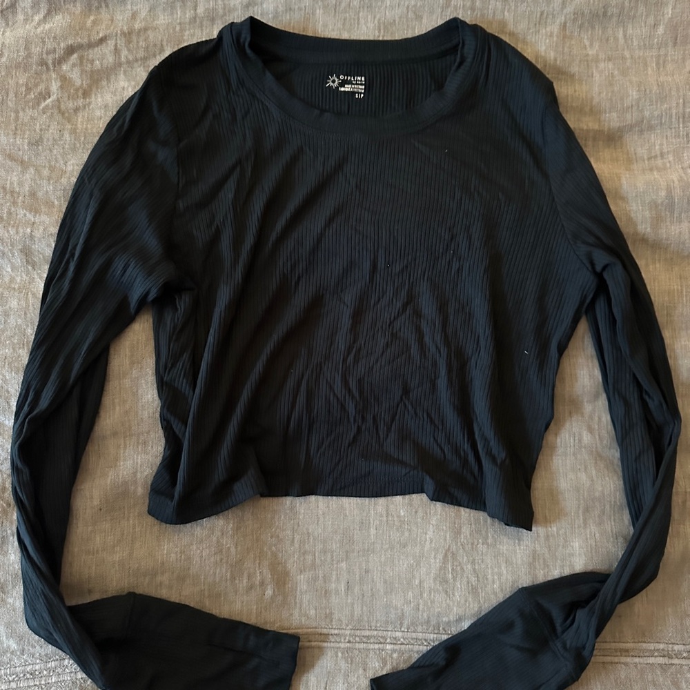 Aerie Black Ribbed Crop Top
